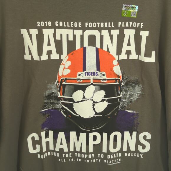 Clemson Tigers 2016 National Champions Men’s 2XL Gray Gildan Cotton Football Tee - Picture 2 of 5